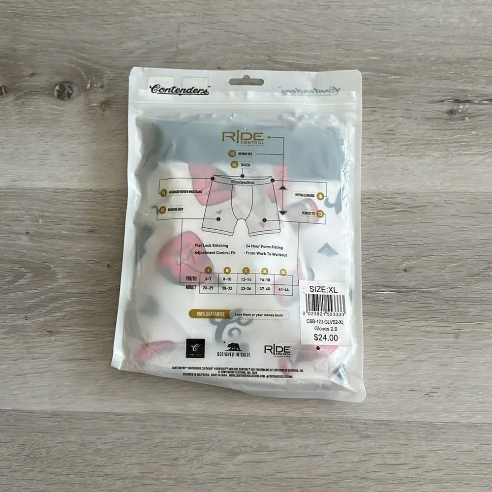 Contender‎ Gloves 2.0 Boxer Briefs white XL NWT IN PACKAGE